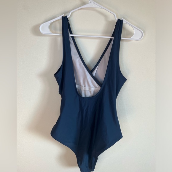 Cupshe Ruched Navy Solid One-piece Swimsuit - Picture 4 of 5